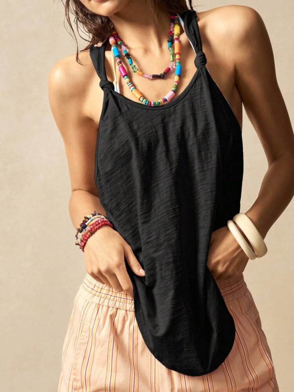 Bohomela knotted tank top racerback